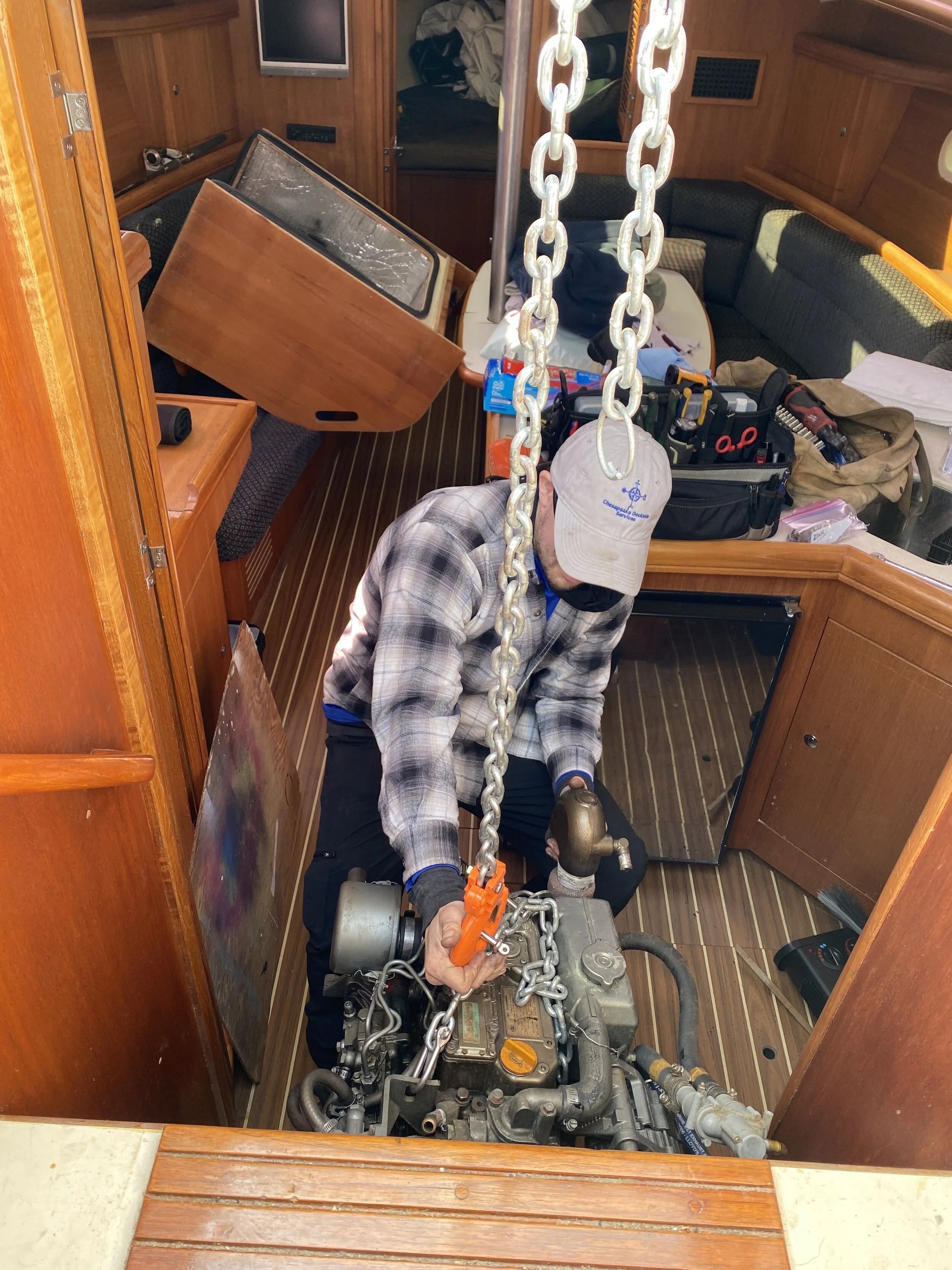 Technician at work on a vessel